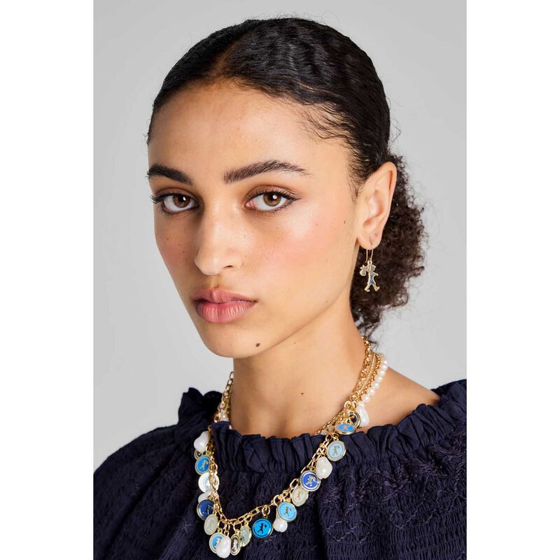 Karen Walker Runaway Coins Necklace Gold Blue Multi image number 1